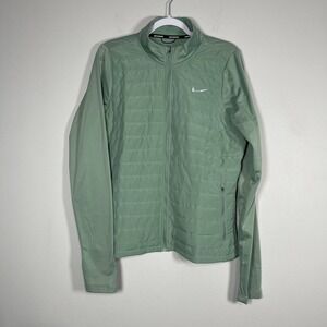 Nike Therma Fit Running Jacket Womens XL Fitted Green Lightweight Quilted